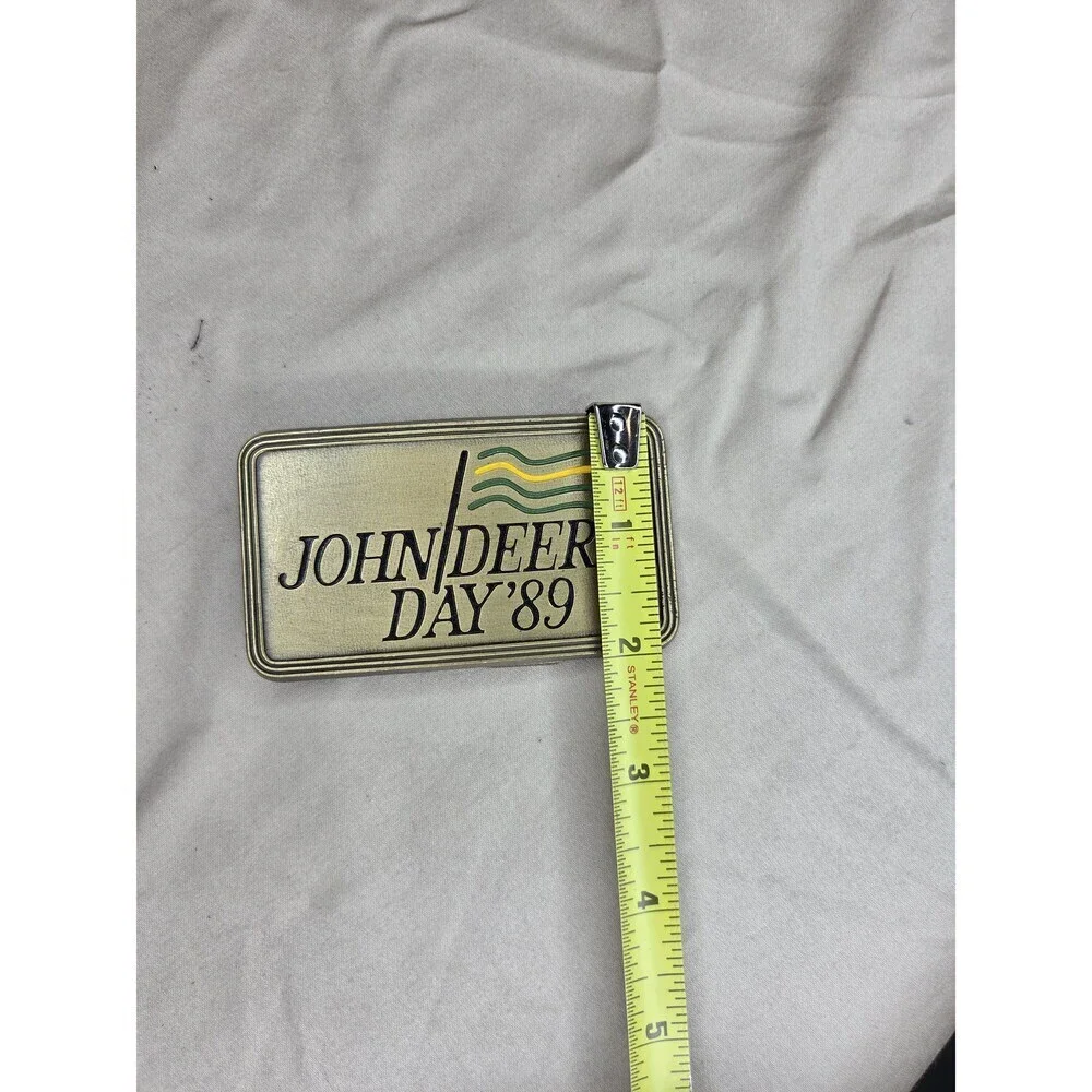 John Deere Day 1989 Belt Buckle - Gold Tone Rectangular Collectible